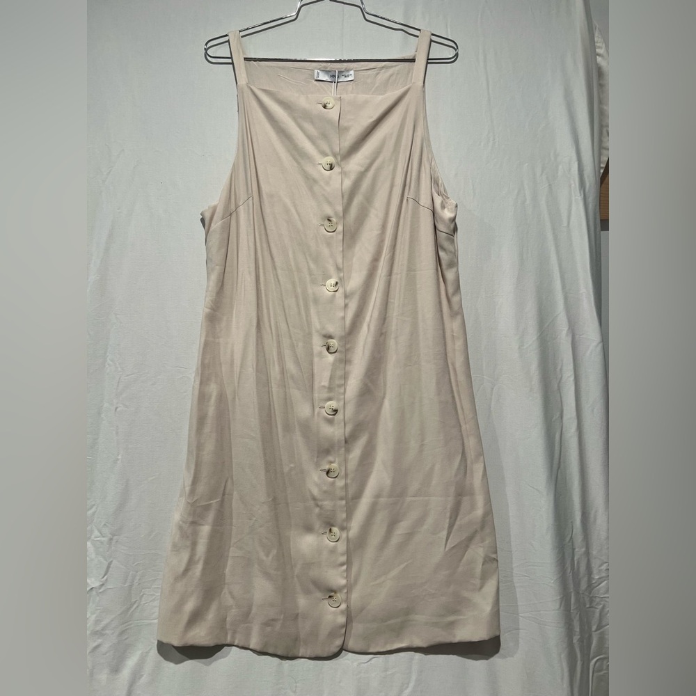 NWT Mango Cream Tan Khaki Button-Down Mini Dress